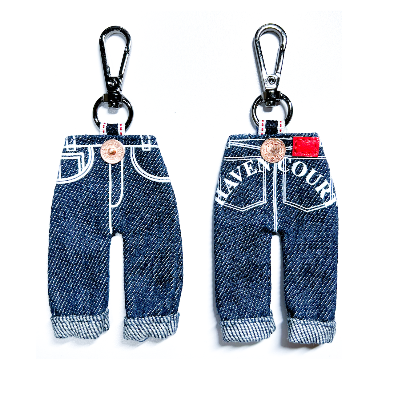 Denim Keychain - Feedsack Keychain - Small Key Ring - Denim Key Holder with  Ring