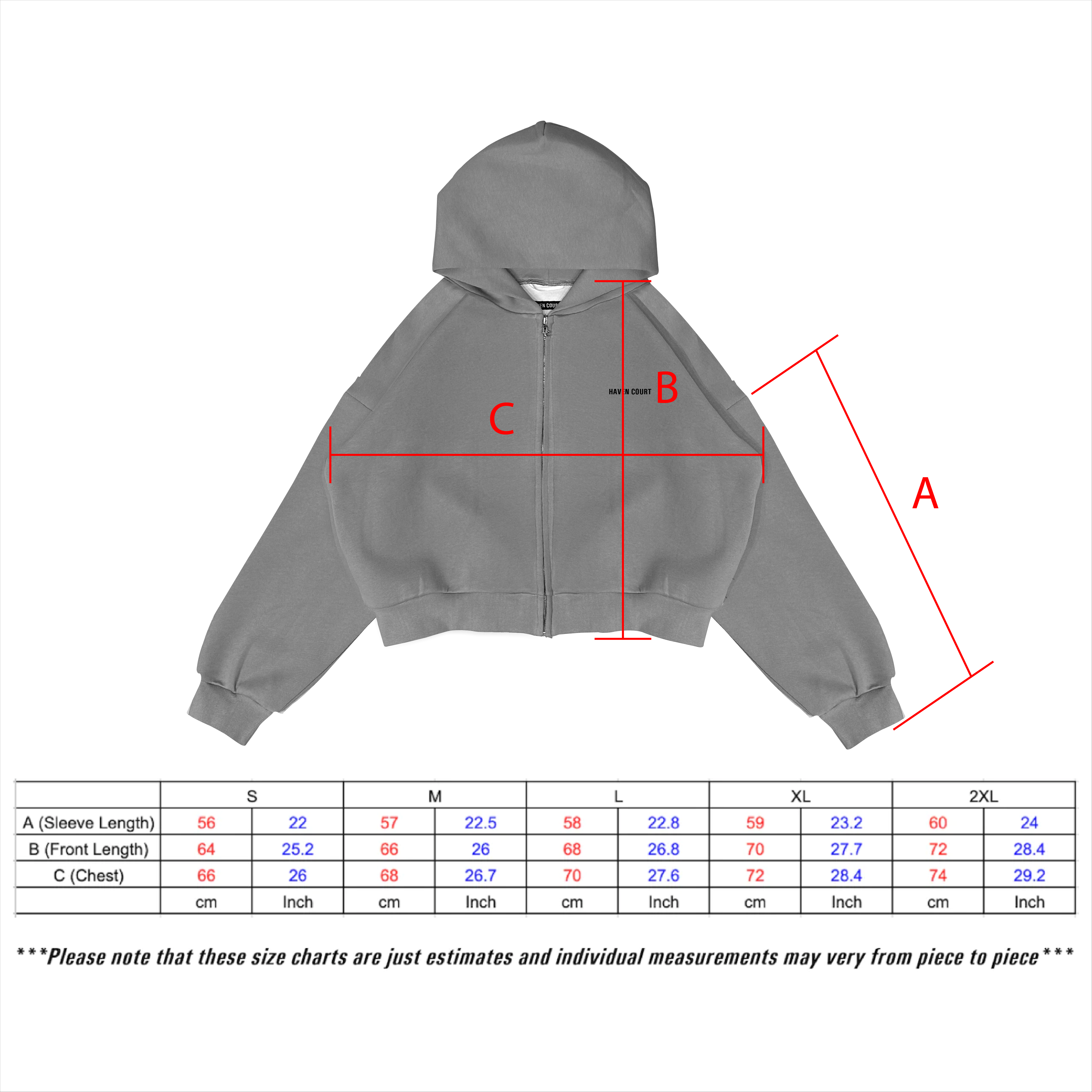 V4ZipUpBondedHoodiesizechart- V4ZipUpBondedHoodiesizechart-
