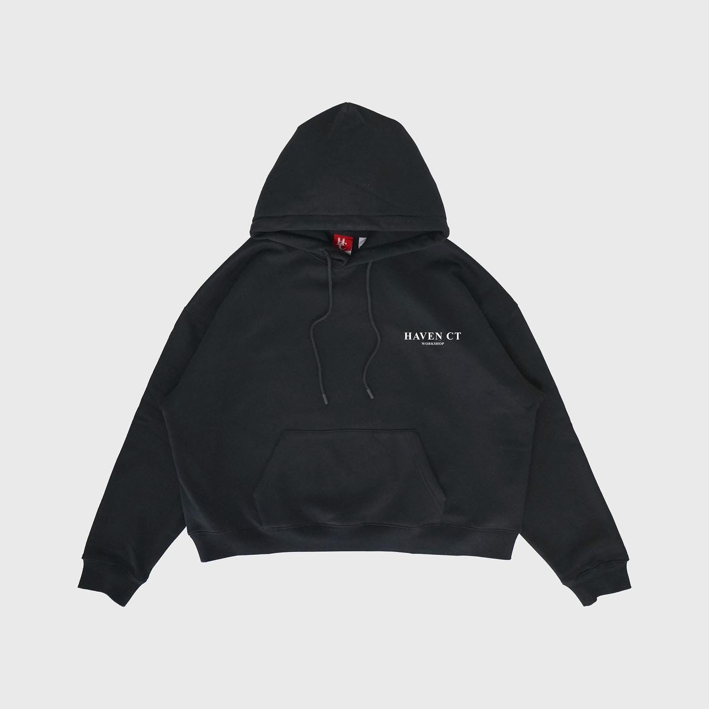 Haven CT - Black Boxy Fleece Hoodie