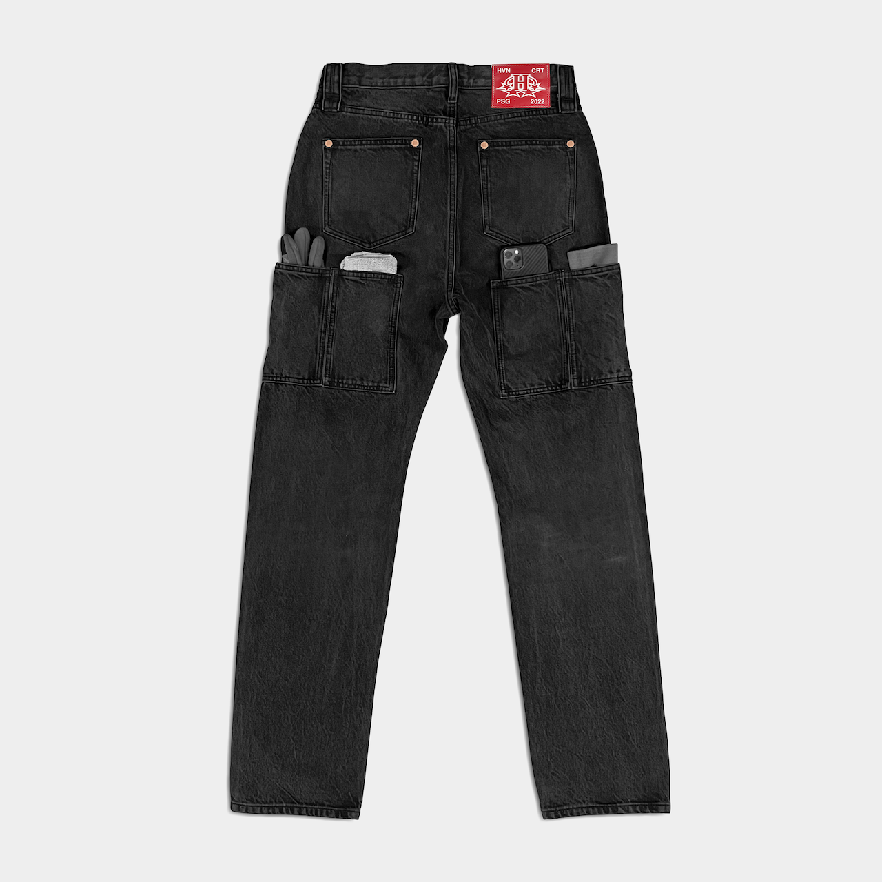 Quad Cargo Denim BLACK - 14.5oz (Vintage Wash) by