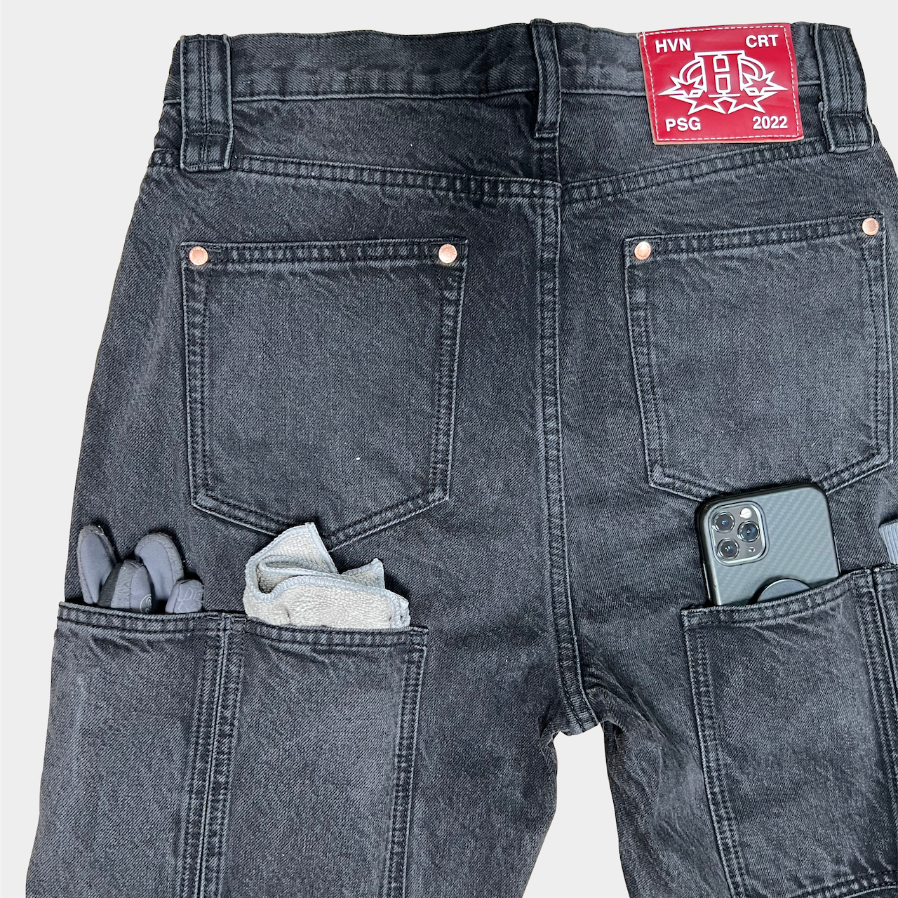 Quad Cargo Denim BLACK - 14.5oz (Vintage Wash)